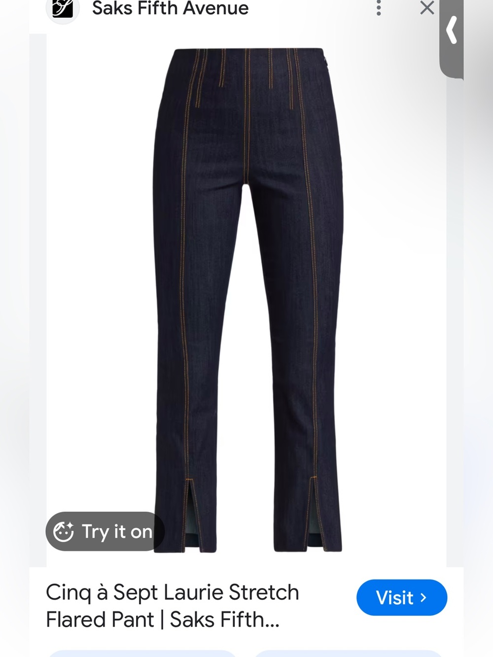 cinq a sept Laurie Dark Blue Stretch Flare Jeans with Front Seams EUC Like new
